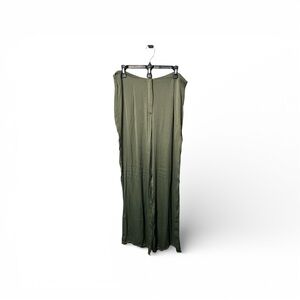 Zara Olive Flowy Silk Summer Resort Ready High Rise Pants XL